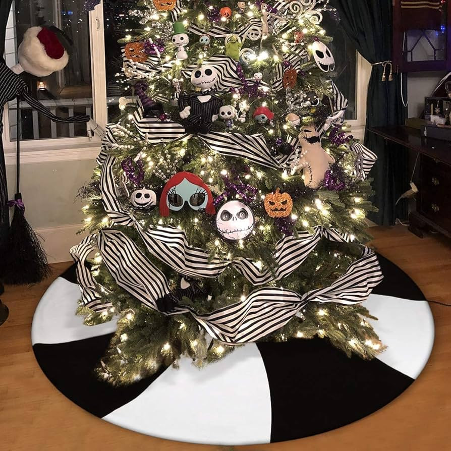 Sofevaim Black and White Halloween Tree Skirt, 36'' Lollipop Halloween Christmas Ornaments, Xmas ... | Amazon (US)