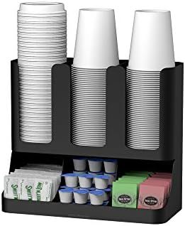 Mind Reader 6 Compartment Upright Breakroom Coffee Condiment and Cup Storage Organizer, Black | Amazon (US)