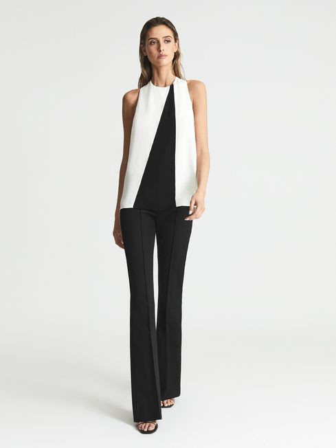 Reiss Black/White Sharon Colourblock Sleeveless Top | Reiss US