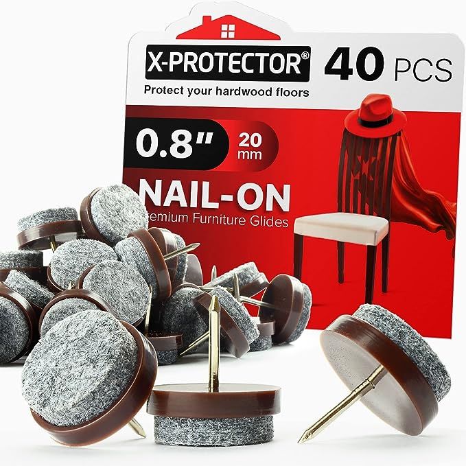 Nail-on Felt Pads X-PROTECTOR 40 PCS - 0.8" Felt Furniture Pads - Felt Chair Pads for Hardwood Fl... | Amazon (US)