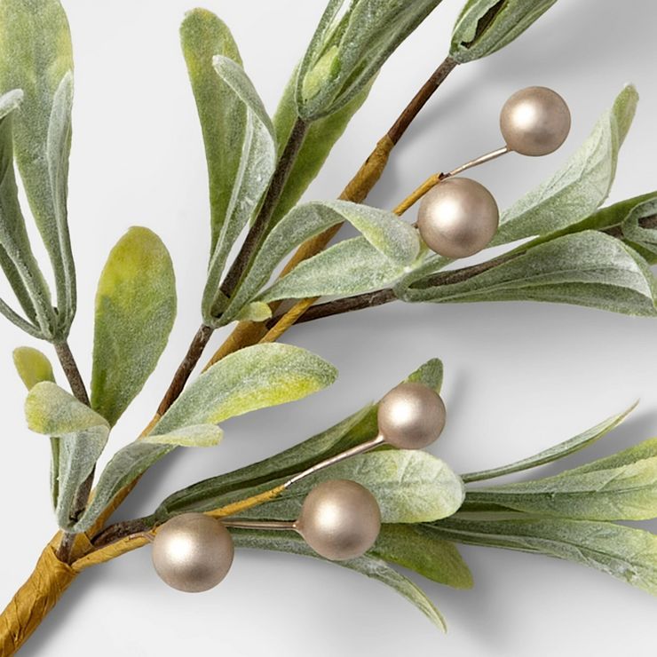 17" Frosted Leaves and Champagne Gold Berries Stem Artificial Christmas Pick - Wondershop™ | Target