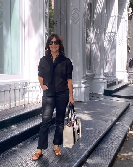 What I Wore in NYC!! All black is always the answer when you don’t know what to wear! I picked up this Frame blouse in all black and wore it with these Frame Mini Boot jeans that are on sale at Shopbop with code Fall20 and my Hermes sandals! Wearing my usual XS in blouse

#LTKover40 #LTKtravel #LTKstyletip