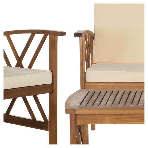 Mykonos 4-Pc Wood Patio Conversation Furniture Set - Brown - Safavieh | Target