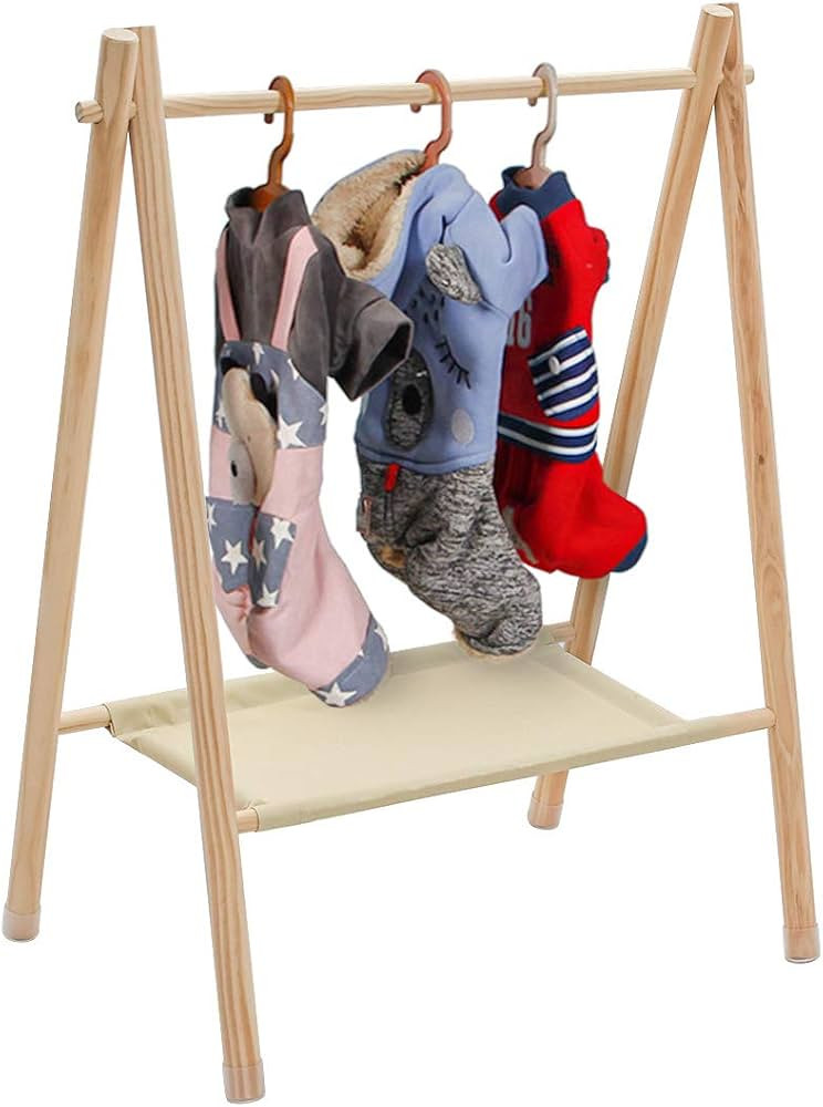 Garment Rack for Pets/Dolls/Baby, Hanger Rack, Dress up Storage, Clothes Organizer, Wooden (Beige... | Amazon (US)