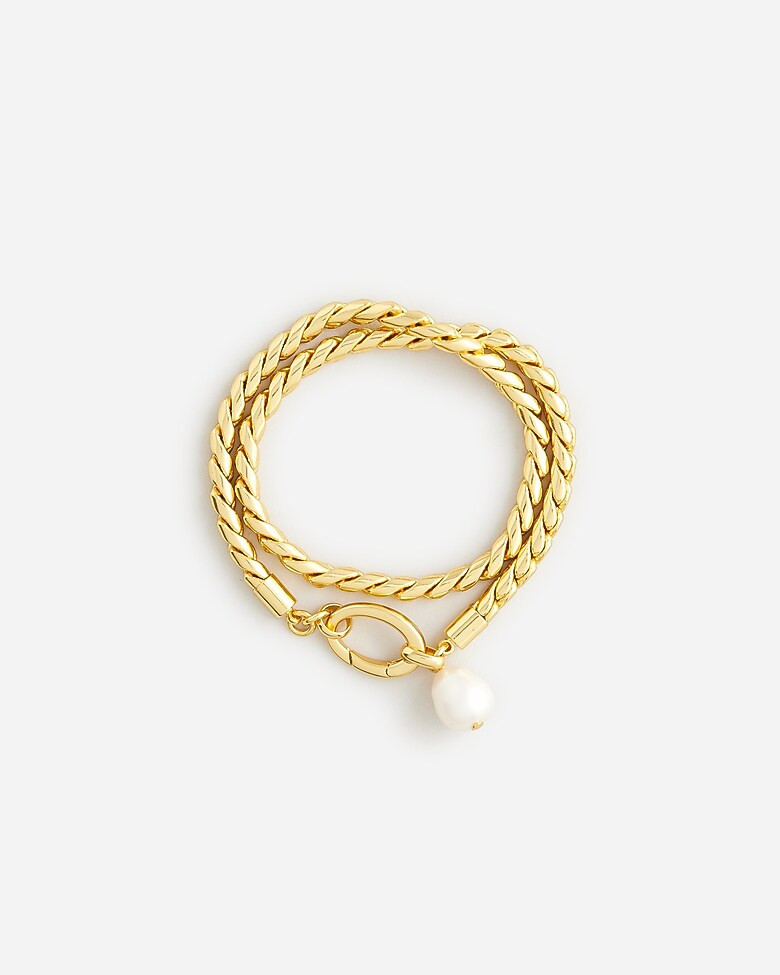 Layered rope-chain bracelet with freshwater pearls | J. Crew US