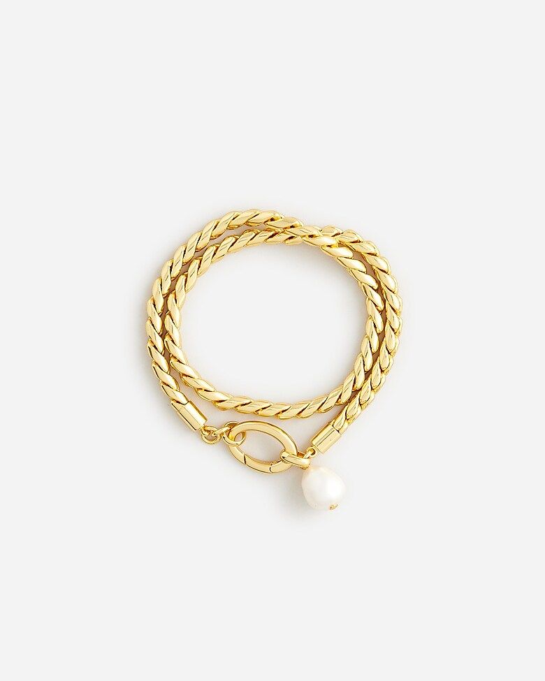 Layered rope-chain bracelet with freshwater pearls | J.Crew US