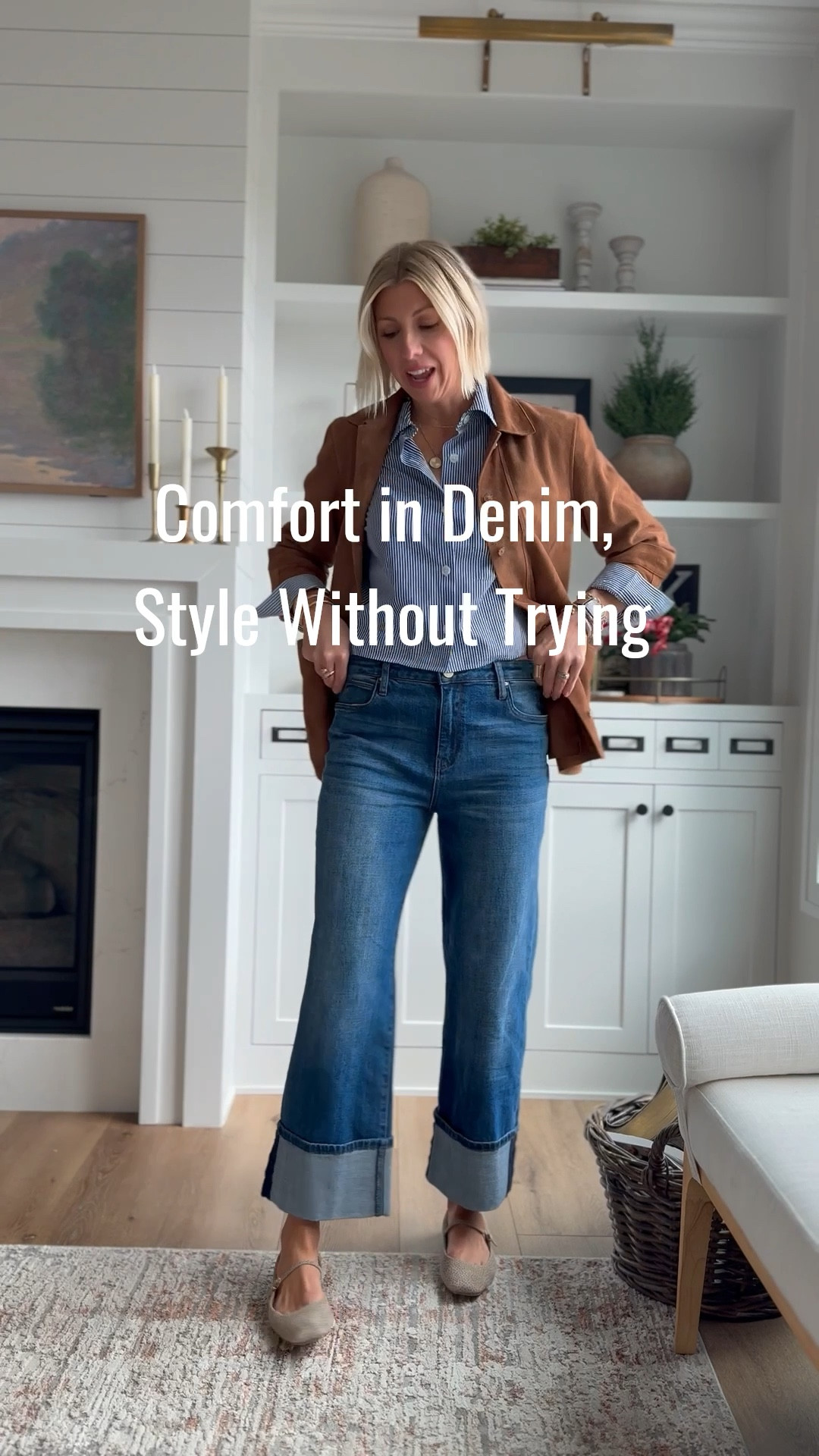 This cuffed wide-leg fit is chic, on trend, & feels like pajamas. 
You deserve jeans that move with you — not ones that pinch by lunchtime.
These fit true to size- I’m 5’10” for height reference + wearing a size 6

#LTKOver40 #LTKStyleTip #LTKWatchNow