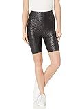 HUE Women's Faux Leather High Waist Bike Shorts, Black Leopard, XL | Amazon (US)