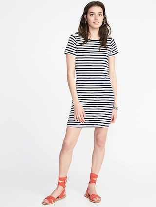 Old Navy Womens Slub-Knit Tee Dress For Women Navy Stripe Size L | Old Navy US