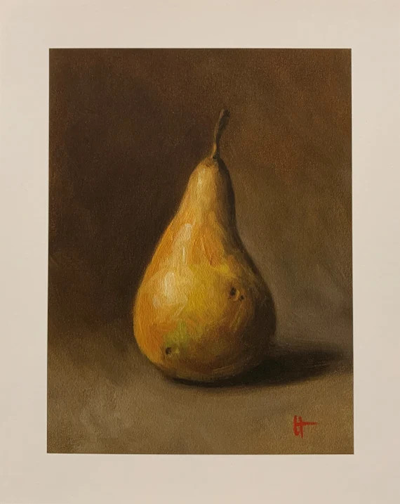 Original Still Life Oil Painting Realism Pear Giclèe Fine Art - Etsy | Etsy (US)