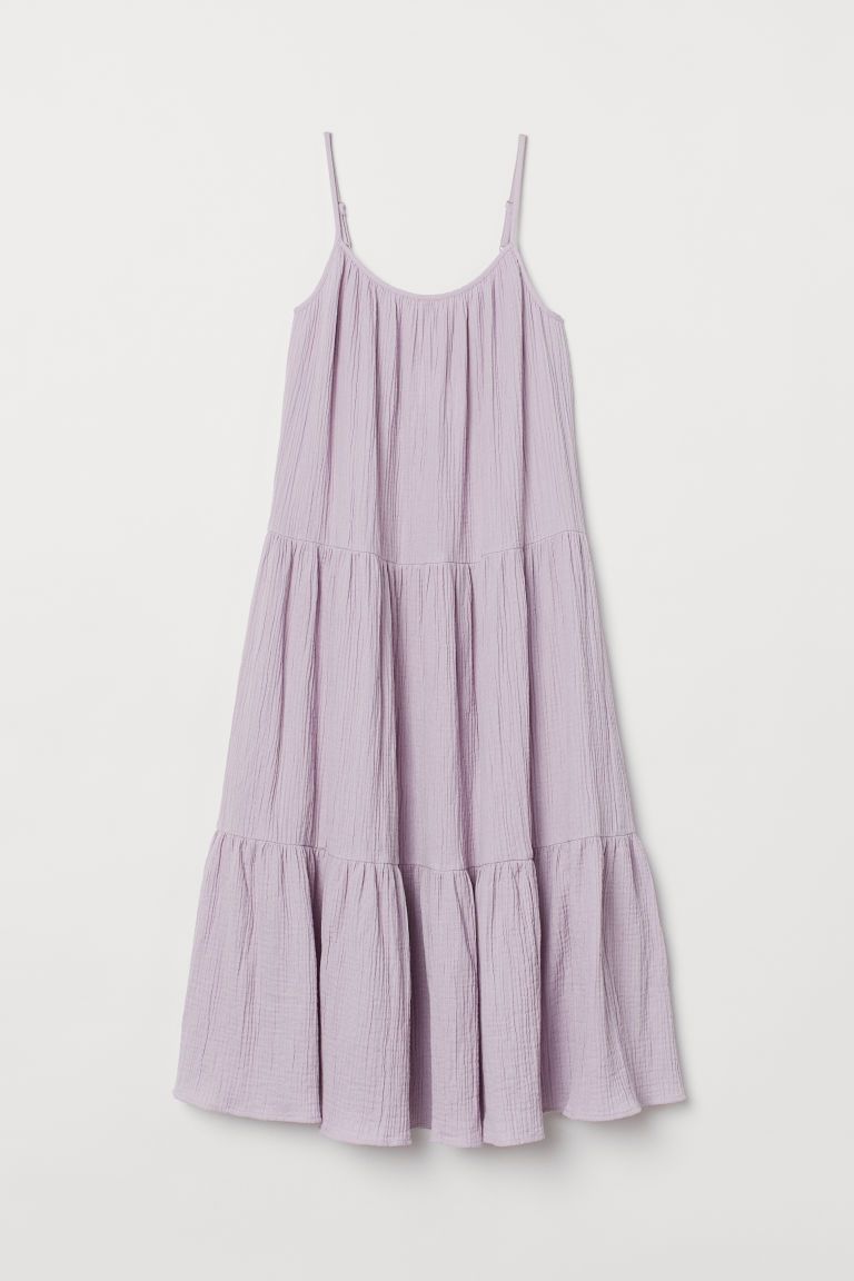 H & M - Crinkled Cotton Dress - Purple | H&M (US + CA)