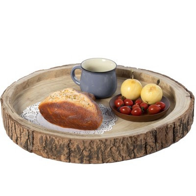 Vintiquewise Wood Tree Bark Indented Display Tray Serving Plate Platter Charger - 18 Inch Dia | Target