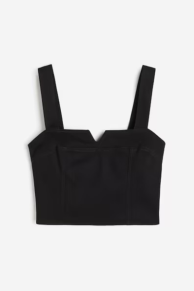 H & M - Denim Corset-style Top - Black | H&M (US + CA)
