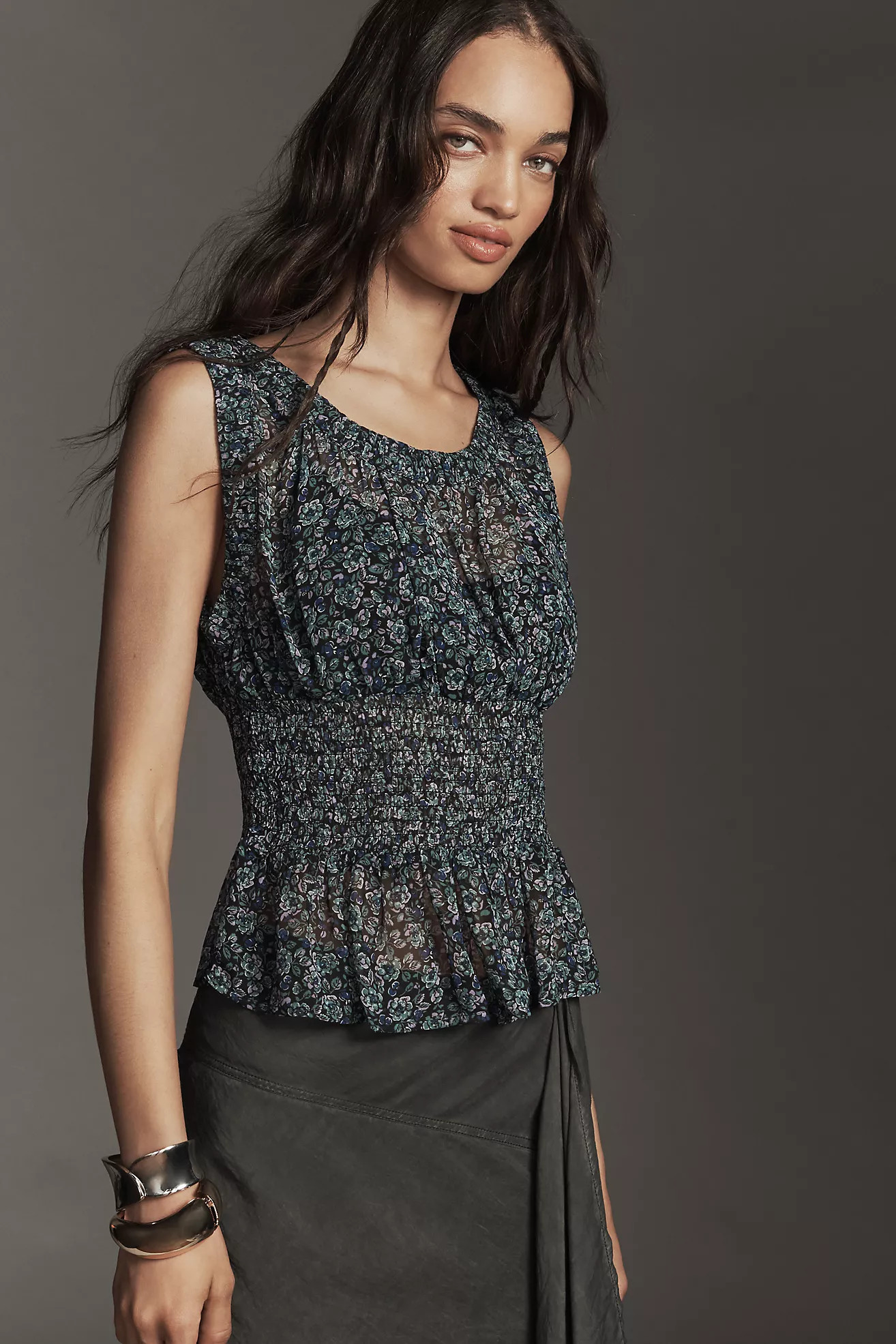 By Anthropologie Smocked Chiffon Tank Top | Anthropologie (US)