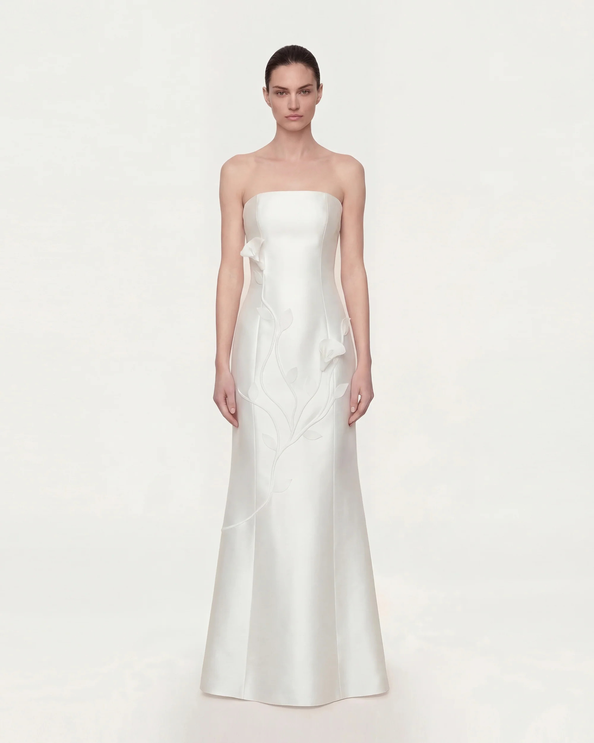 Strapless Floral Polyester Dress - White | JW PEI US