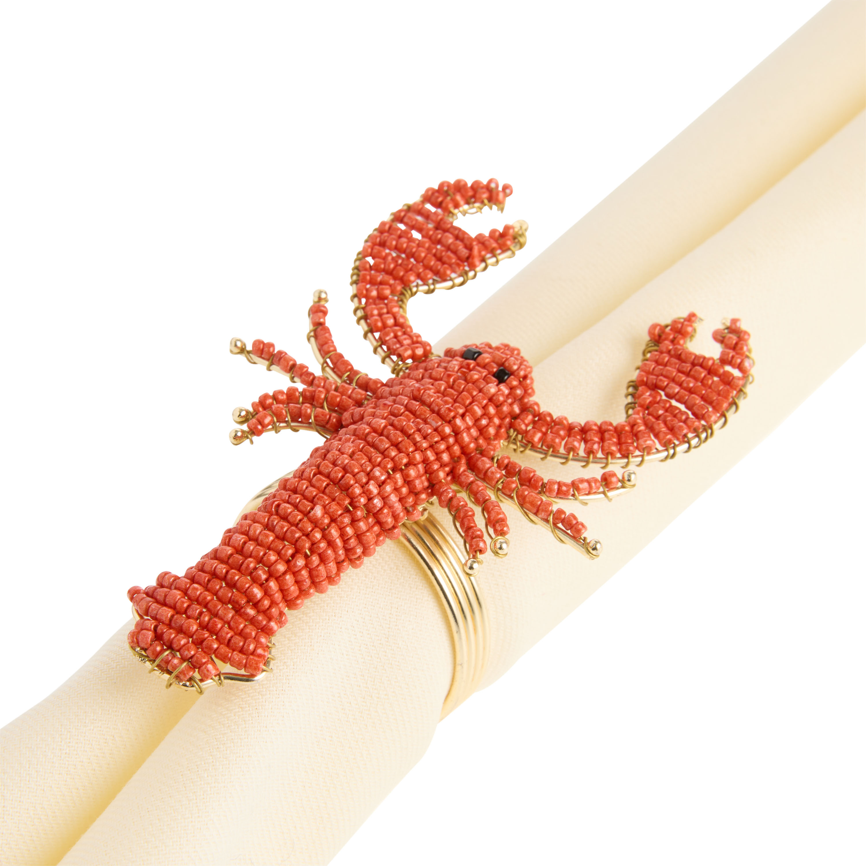 Red and Gold Lobster Beaded Napkin Ring | World Market