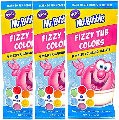Mr.Bubble Mr. Bubble Fizzy Tub Colors, Assorted Bathwater Colors 9 Ct, - 3 Pack | Amazon (US)