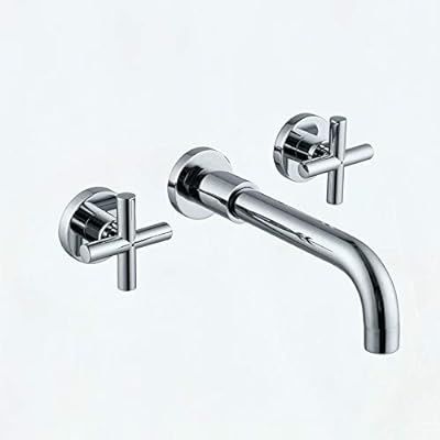 ZUKKI Full Copper Double Handle Bathroom Fixtures Sink Faucet Wall Mounted Brass Basin Mixer Taps... | Amazon (US)
