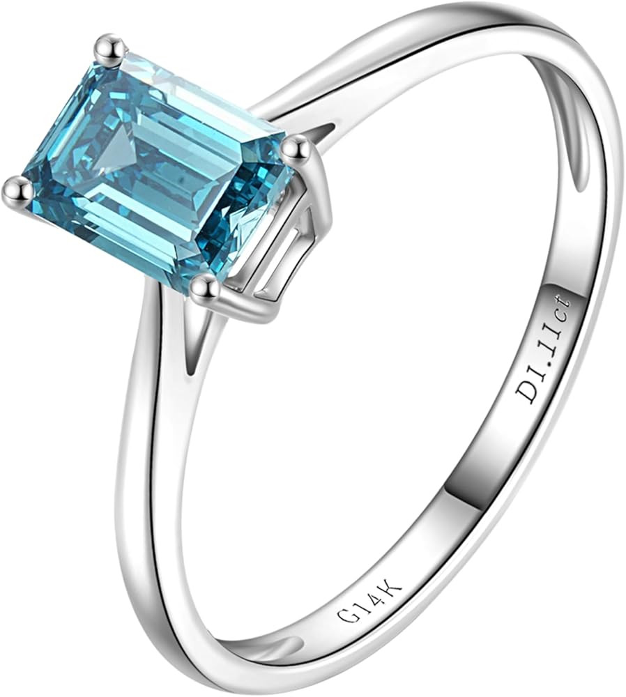 14K White Gold Blue Diamond Engagement Ring for Women,0.5-2 Carat Diamond IGI Certificate D-E Col... | Amazon (US)