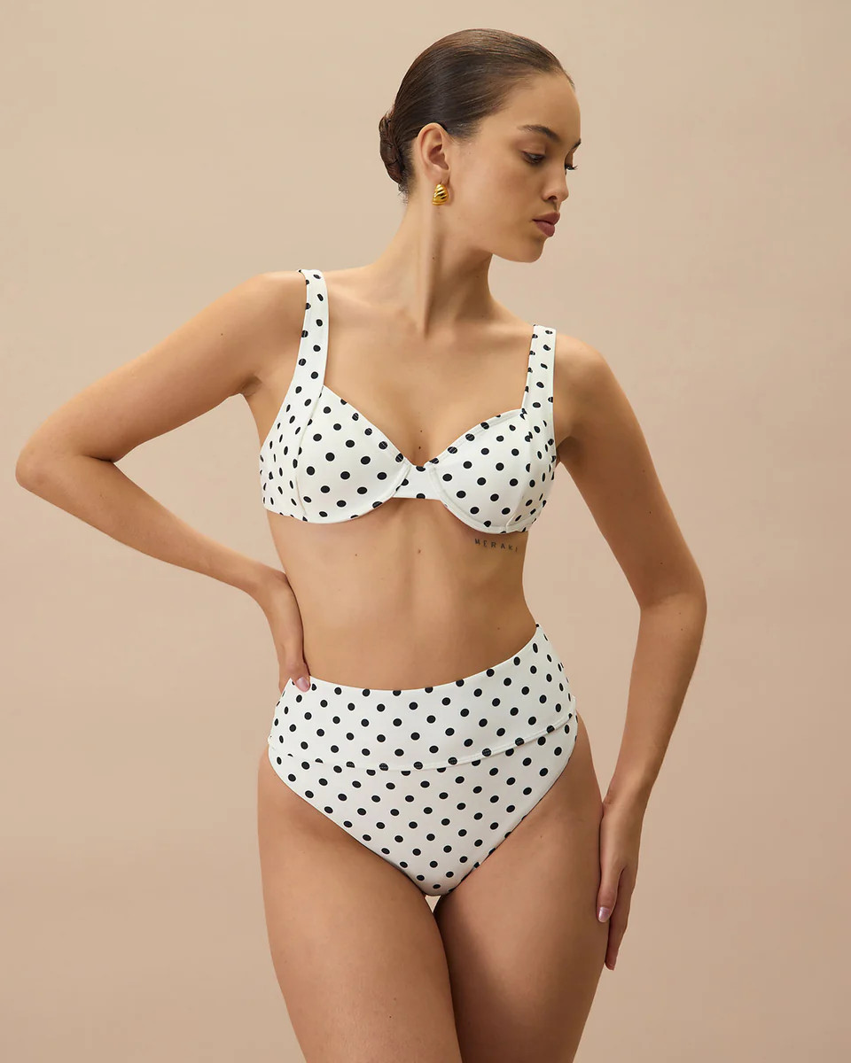 The White Polka Dot Underwire Bikini Top | rihoas.com
