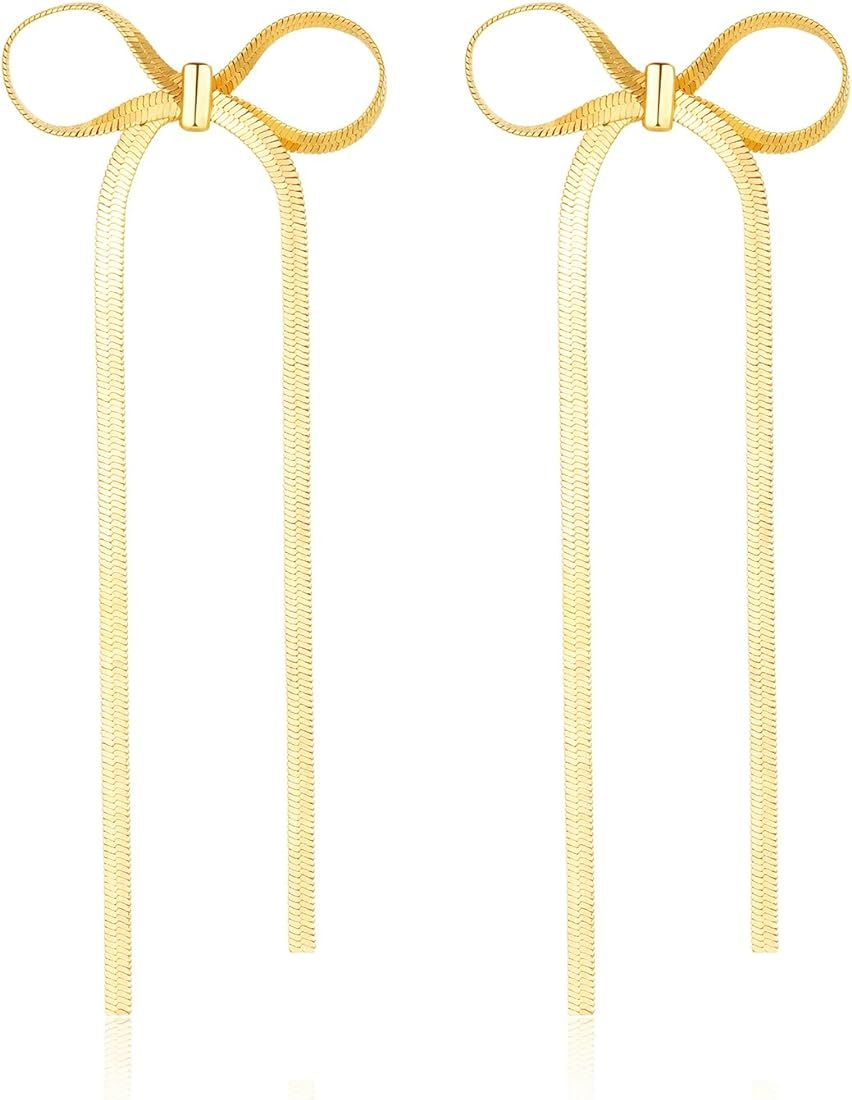 ASCONA 925 Sterling Silver Post Gold Silver Bow Earrings Women Ribbon Stud Earrings Gift | Amazon (US)