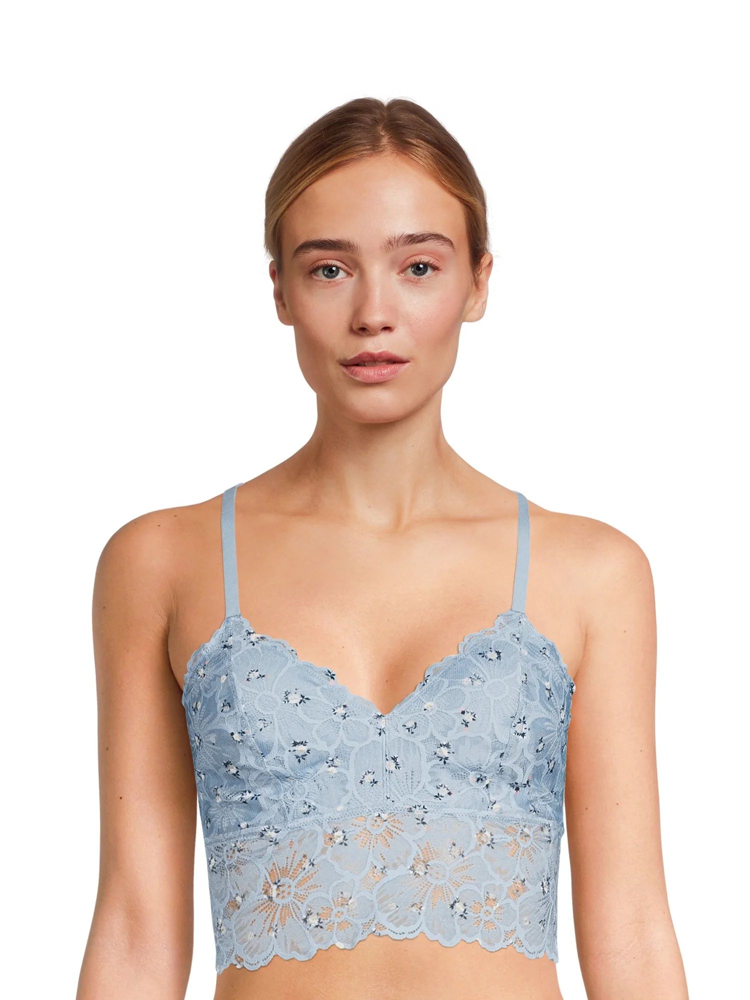No Boundaries Juniors' Longline Floral Lace Bralette, Sizes S-XXXL | Walmart (US)