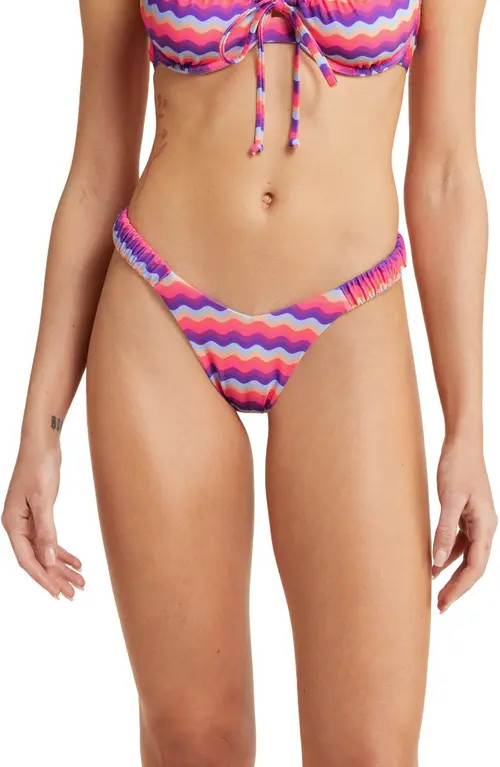 Kulani Kinis Retro Thong Bikini Bottoms in Wave Runner at Nordstrom, Size Medium | Nordstrom