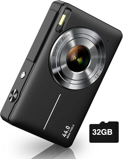 Digital Camera, Camkory FHD 1080P Kids Camera 44MP Point and Shoot Digital Cameras with 32GB SD C... | Amazon (US)