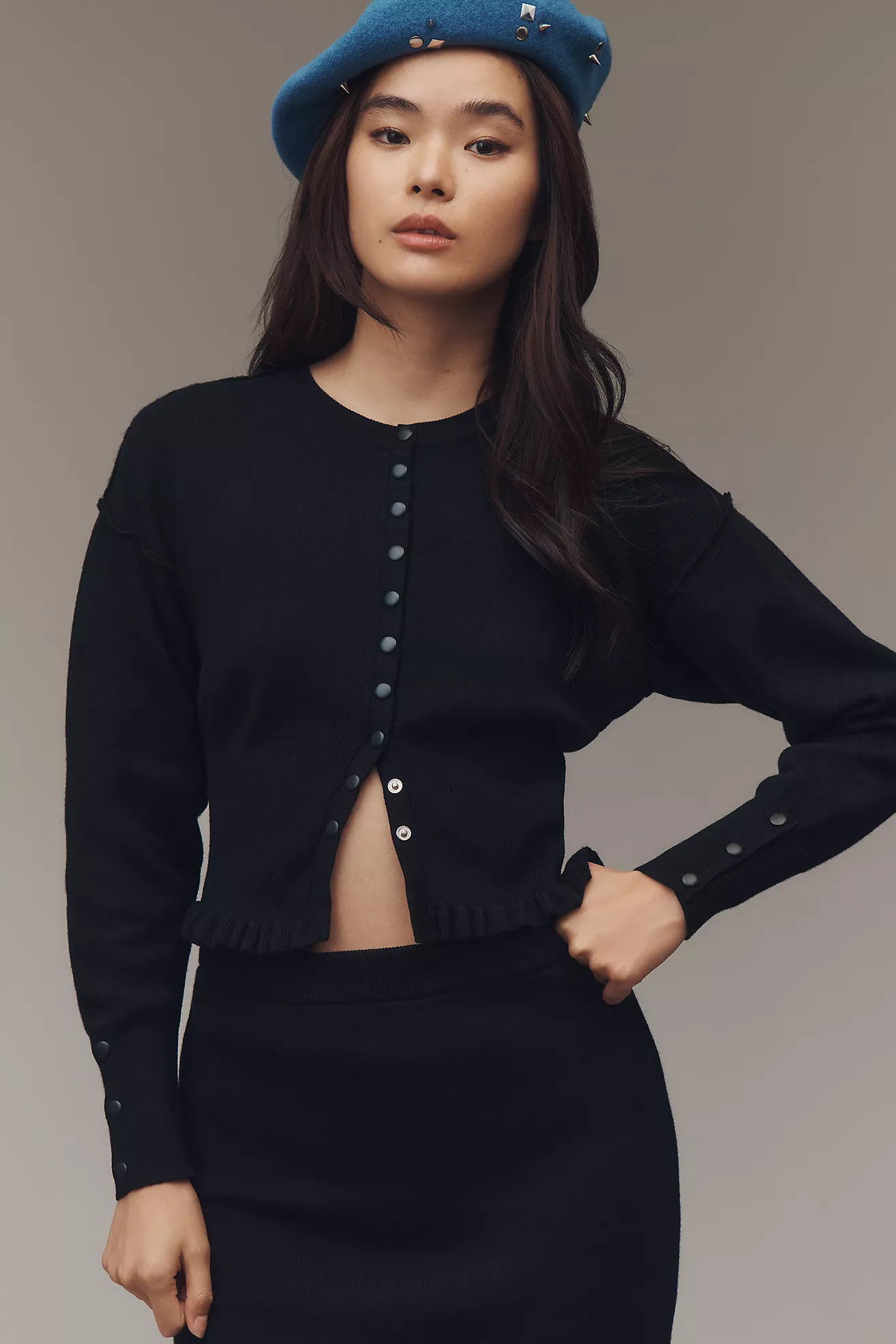 Pilcro Crew-Neck Fitted-Waist Cardigan Sweater | Anthropologie (US)