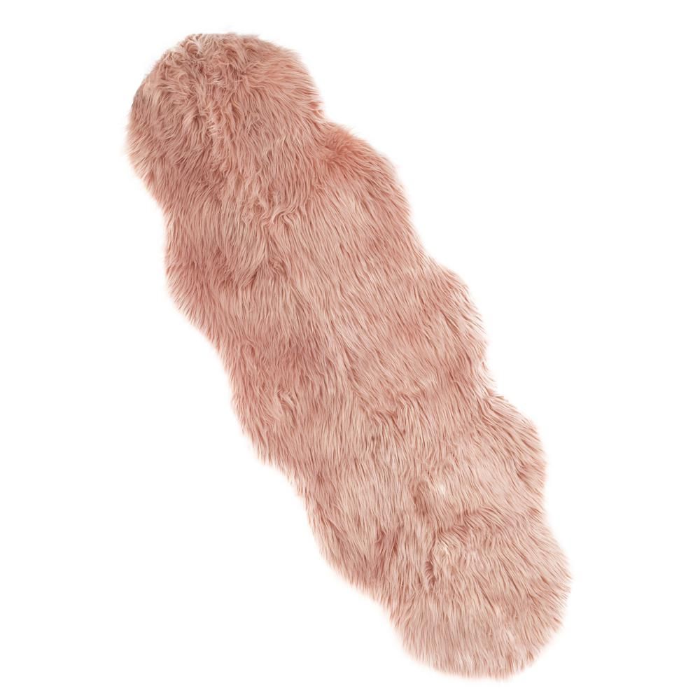 Trademark Games. Blush Pink 2' W x 5' L Faux Sheepskin Fur Area Rug | The Home Depot