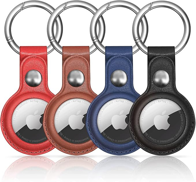 Air Tag Keychain for Apple Airtags Holder, Protective Leather Airtags Case Tracker Cover with Air... | Amazon (US)