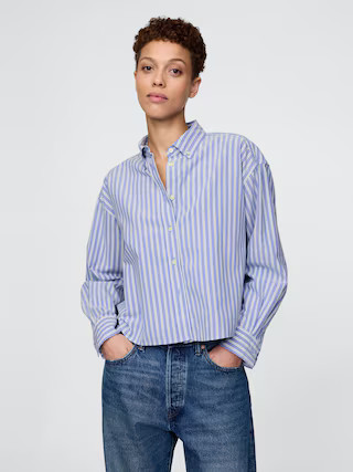 Organic Cotton Oxford Cropped Big Shirt | Gap (US)
