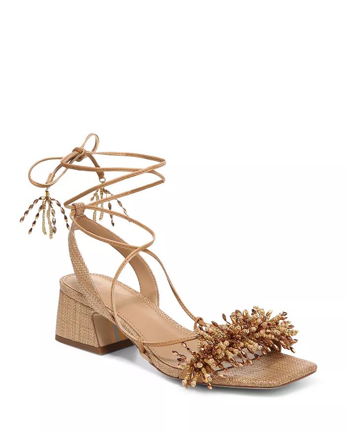 Women's Walda Square Toe Bead Embellished Strappy Block Heel Sandals | Bloomingdale's (US)