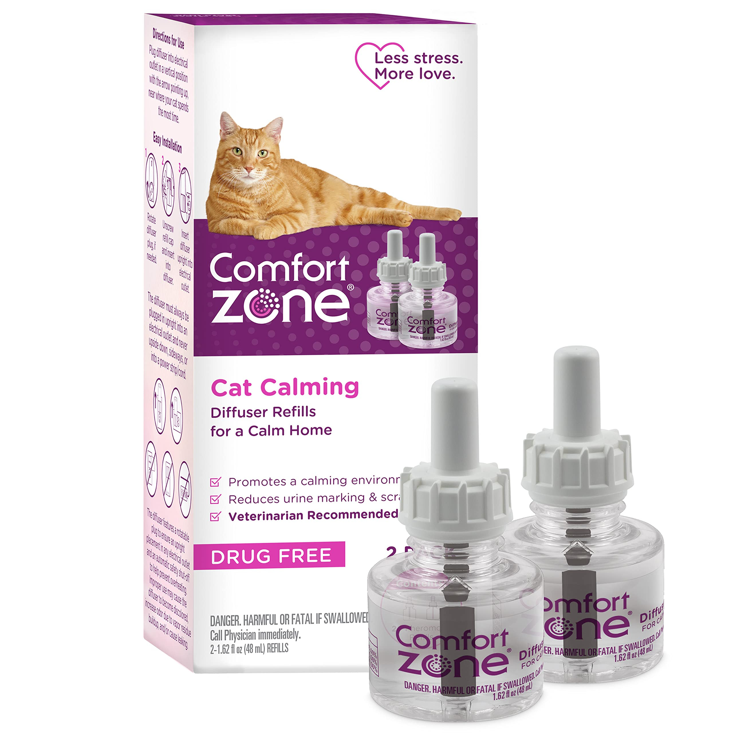 COMFORT ZONE Cat Calming Diffuser Refill, 2 Pack – Cat Calming Pheromone Refills Help Reduce An... | Amazon (US)