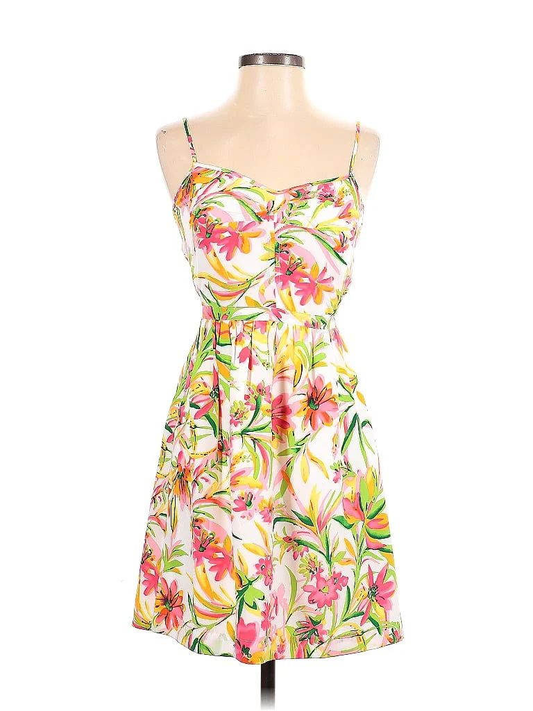 J.Crew Factory Store 100% Polyester Floral Motif Floral Tropical Yellow Casual Dress Size 0 - 70%... | thredUP
