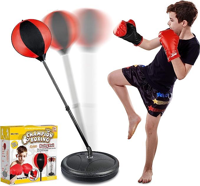 Punching Bag Set for Kids Incl Punching Ball with Stand, Boxing Training Gloves, Hand Pump and Ad... | Amazon (US)