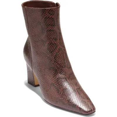Cole Haan Blanche Leather Snip Toe Bootie in Hickory Glossy Snake Print at Nordstrom, Size 6.5 | Nordstrom