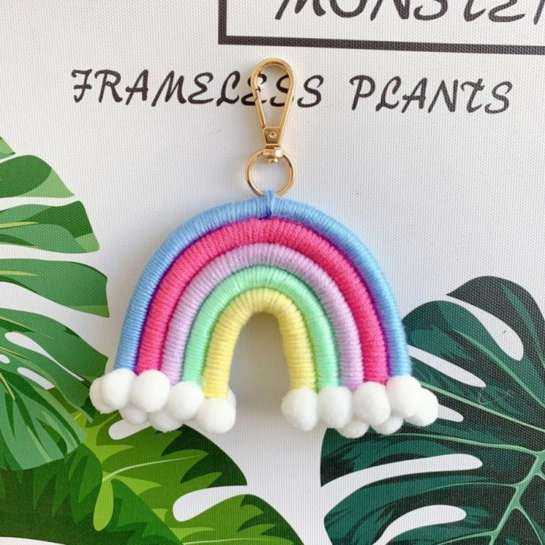 Rainbow Keychain Macrame Weaving Rainbow Tassel Keychains Car Keyring Holder Jewelry for Bag Wall... | Walmart (US)