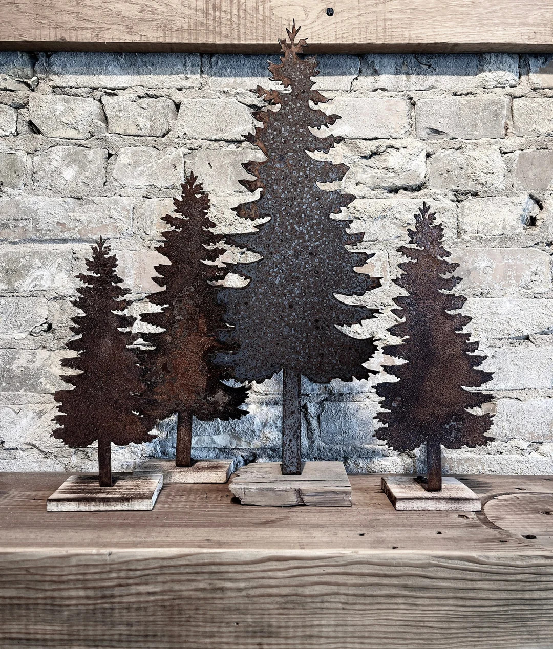 Rustic Metal Tree Decor Rusted Metal Evergreen Tree For Rustic Farmhouse Decor Mantel Decor, Choi... | Etsy (US)