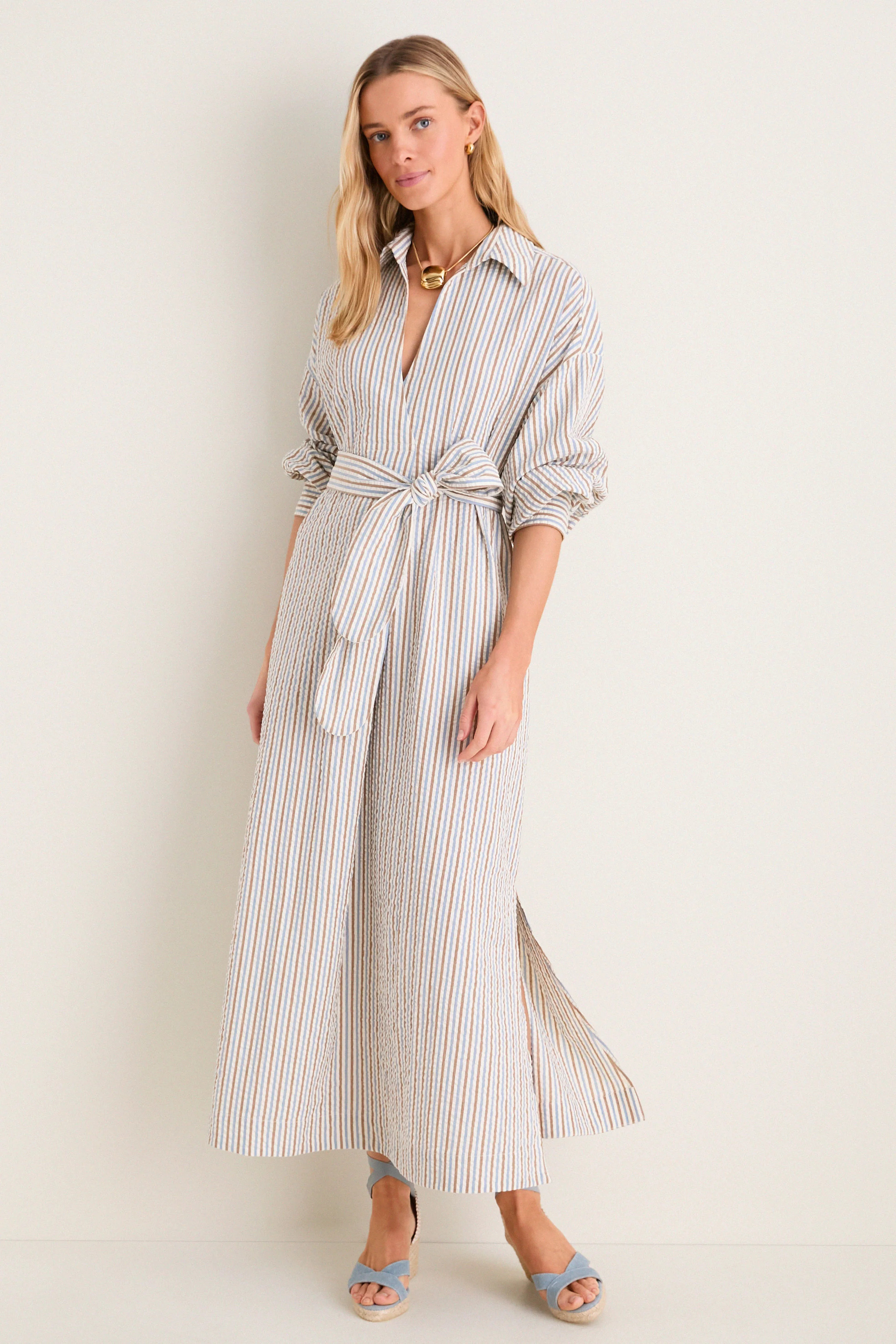 Multi Seersucker Annette Maxi Shirt Dress | Tuckernuck (US)