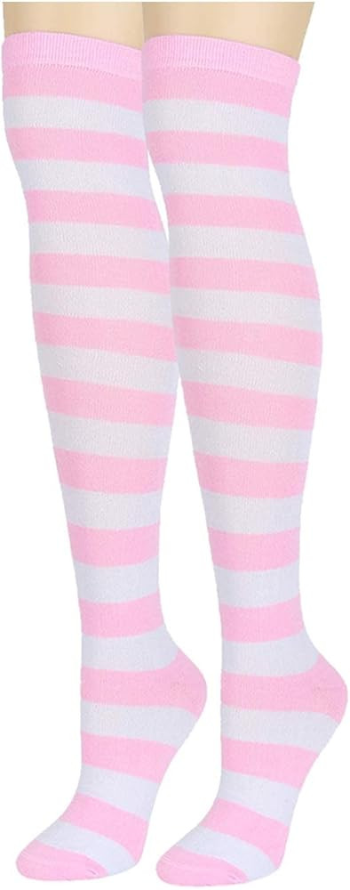 Benefeet Sox Funny Pink Striped Thigh High Socks for Women Cute Stripe Knee High Socks for Teen G... | Amazon (US)