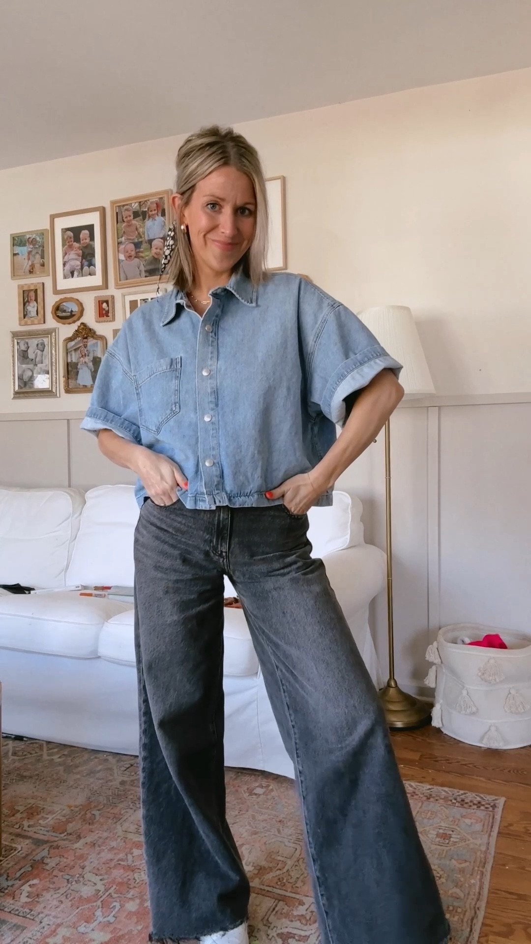 OOTD!! Jeans are 40% off too 👏🏼 I wish I could afford this denim top bc I’m in LOVE lol it’s from my nuuly box 🤓 trying to find a cheaper version!!!!

#LTKFindsUnder100 #LTKSaleAlert #LTKFindsUnder50