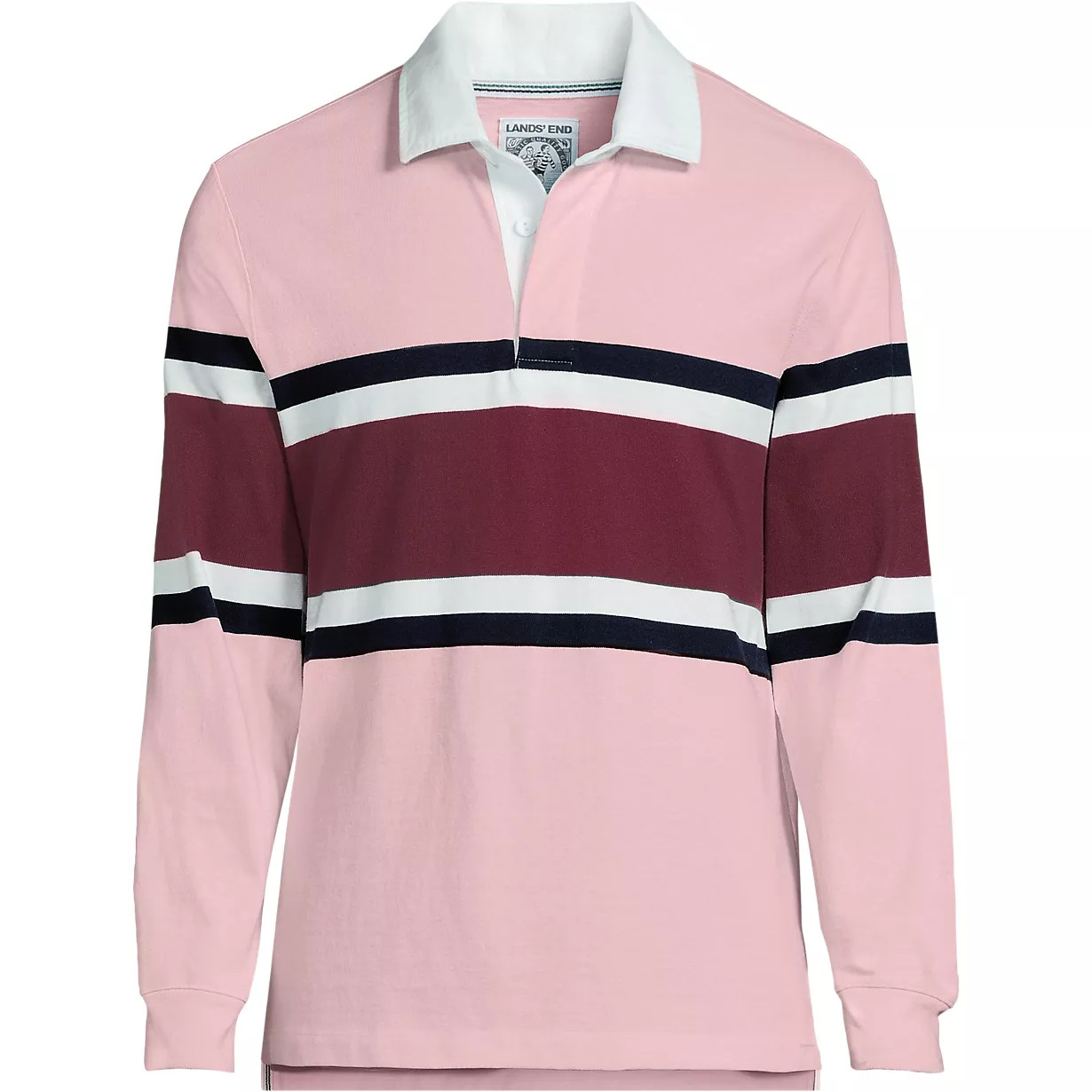 Men's Long Sleeve Stripe Rugby Shirt | Lands' End (US)