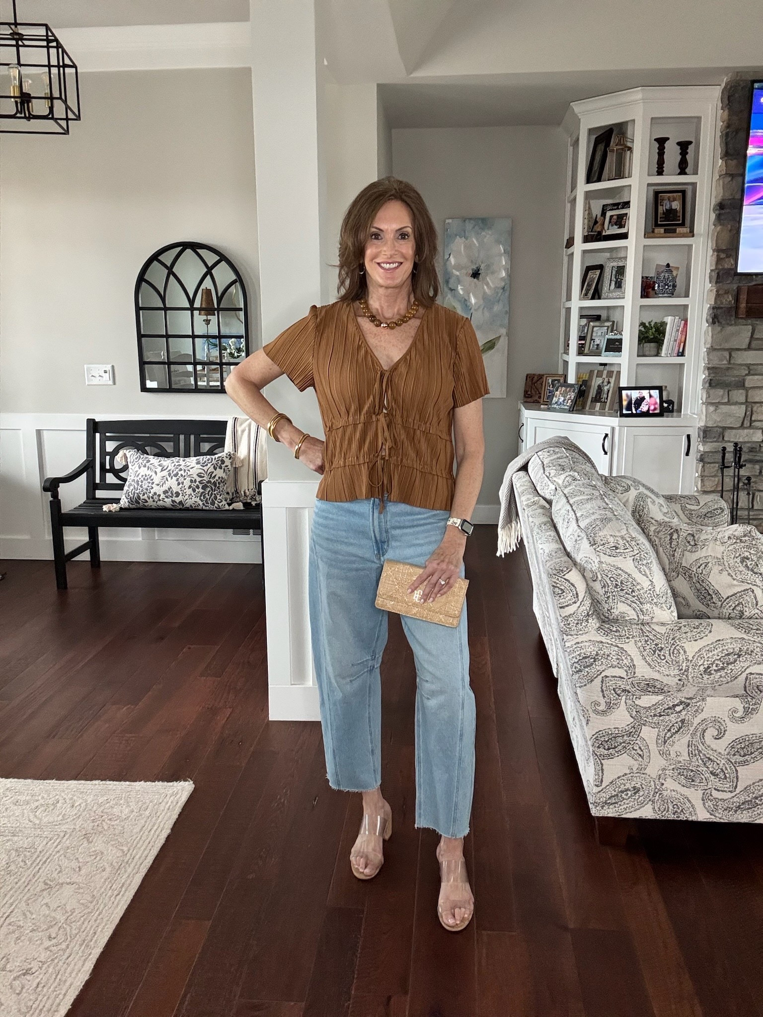 How cute is the Horseshoe Denim! 
I did size down to a 28/6 and they are still loose. I’m wearing the regular length which is a 28” inseam. The tall is a 31” inseam. Bow top - large - - - Women’s fashion, outfit inspo, outfit ideas, what to wear for, fashion over 40, fashion over 50, winter fashion, winter styles, winter outfits, winter outfit inspo, trending fashion, chic style, winter to spring outfits, winter to spring style, winter to spring transition outfits, spring outfits, spring fashion, spring style, women’s winter outfit, women’s spring outfit

#LTKOver40 #LTKSeasonal #LTKootd