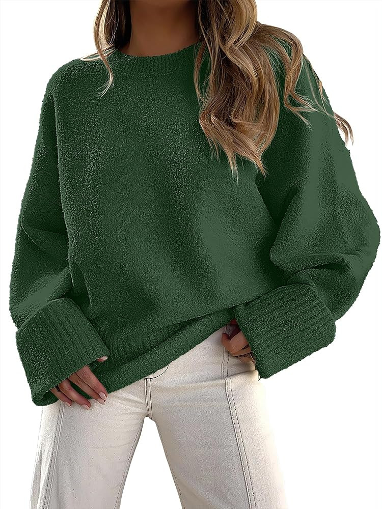 ANRABESS Women's Oversized Sweaters 2025 Long Sleeve Fuzzy Knit Casual Chunky Pullover Sweater Fa... | Amazon (US)