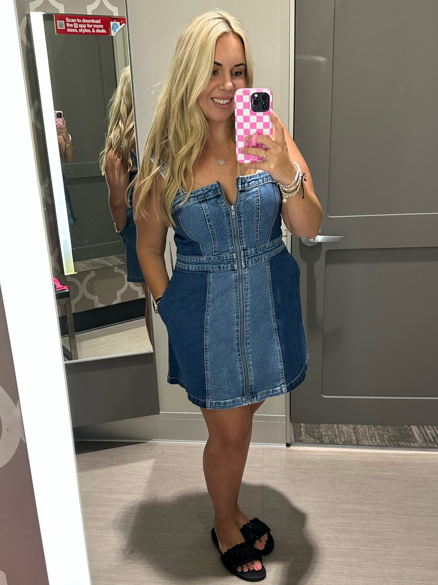 Denim pinafore dress clearance target