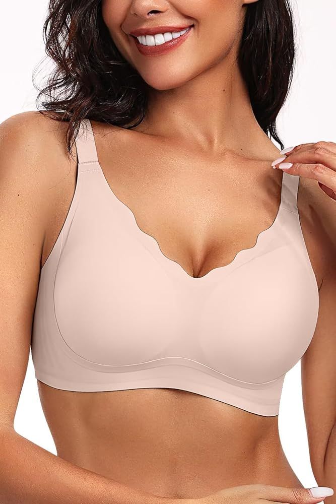 Vertvie Women's Seamless Bras No Underwire Scalloped Push Up Bras Soft Wireless Comfort Bralettes... | Amazon (US)