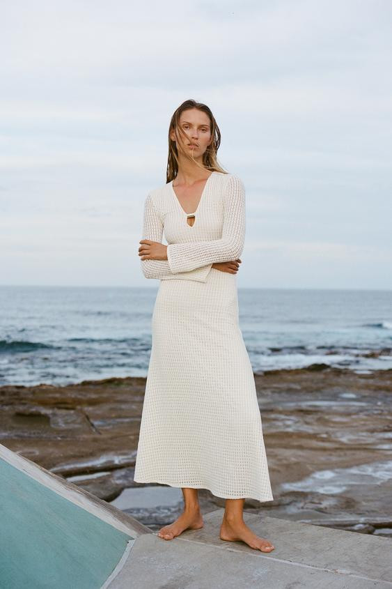 CROCHET MIDI DRESS | Zara UK