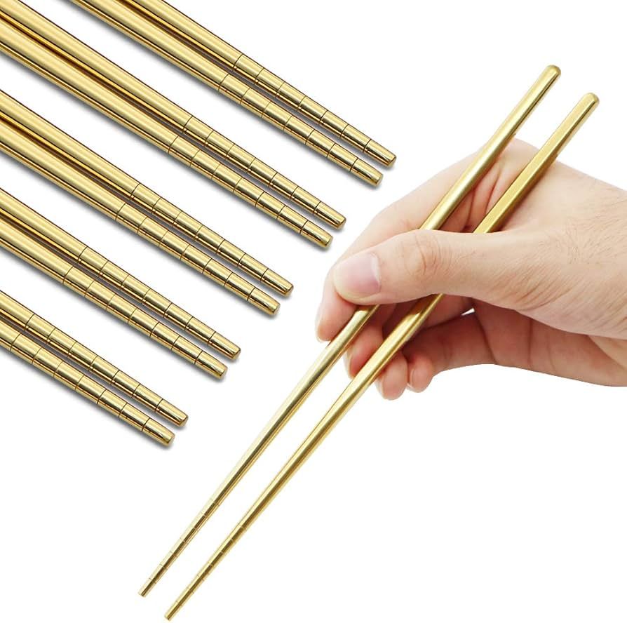 Stainless Steel Chopsticks Reusable Multicolor Lightweight 304 Metal Chopsticks Dishwasher Safe -... | Amazon (US)