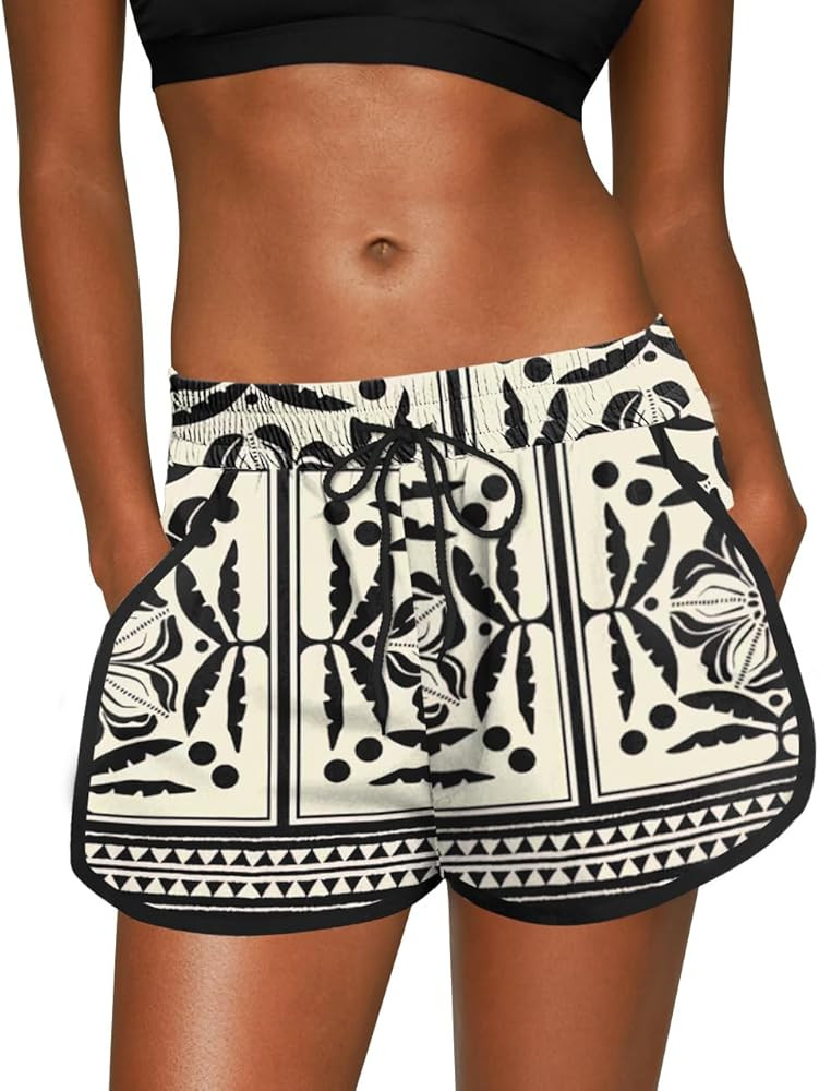 For G and PL Women Summer Floral Beach Boardshorts with Pockets Swim Trunks | Amazon (US)